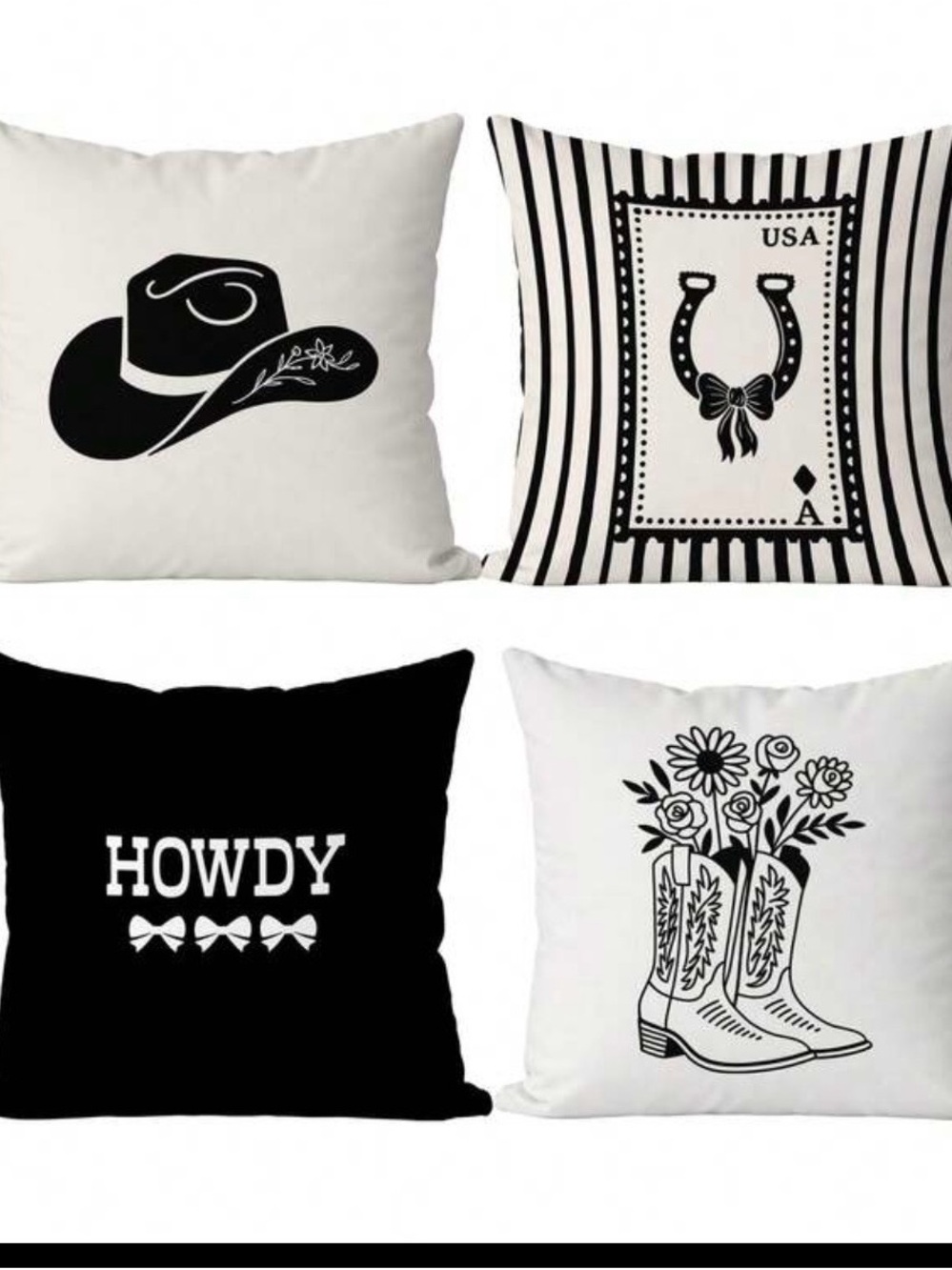 Western Black & White Decorative Throw Pillow Set - Home Accents